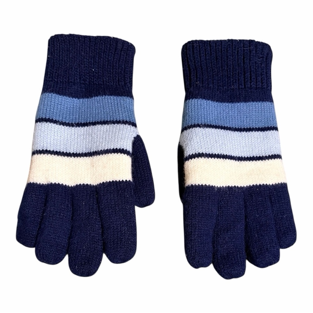Aris Men's Striped Knit Gloves - Navy and Light Blue